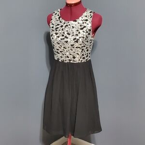 GB Giani Bini Chic Black and Silver Sequin Mini Dress